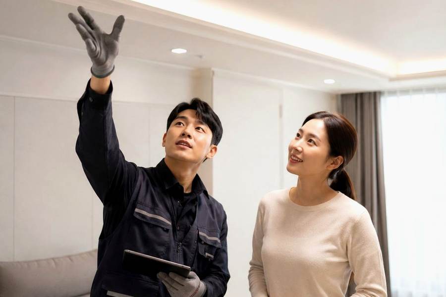 의왕시 LED전등교체 라인조명 차단기 확인 후 기존 등 분리