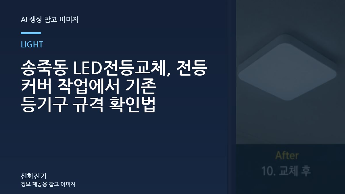 송죽동 LED전등교체, 전등 커버 작업에서 기존 등기구 규격 확인법