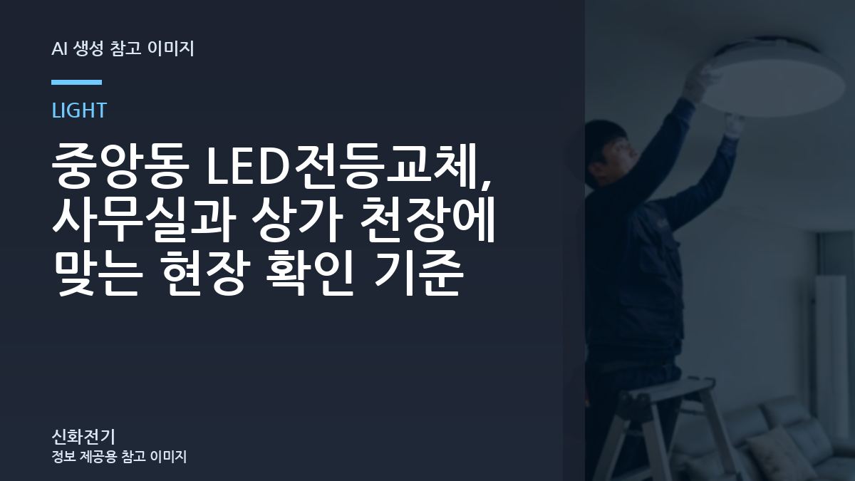 중앙동 LED전등교체, 사무실과 상가 천장에 맞는 현장 확인 기준