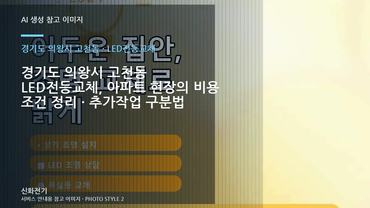 경기도 의왕시 고천동 LED전등교체, 아파트 현장의 비용 조건 정리 · 추가작업 구분법
