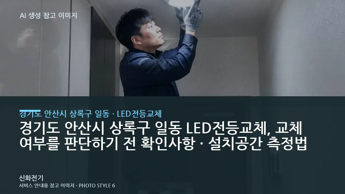 경기도 안산시 상록구 일동 LED전등교체, 교체 여부를 판단하기 전 확인사항 · 설치공간 측정법