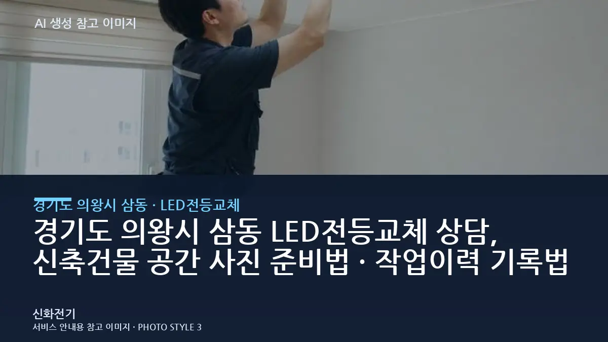 경기도 의왕시 삼동 LED전등교체 상담, 신축건물 공간 사진 준비법 · 작업이력 기록법